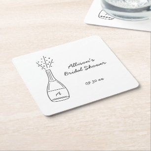 Dessous-de-verre Carré En Papier Mariage civil avec bouteille de champagne qui saut