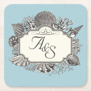 Dessous-de-verre Carré En Papier Mariage coquille d'œuf bleu