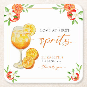 Dessous-de-verre Carré En Papier Mariage coup de foudre au Spritz : Apéritif de mar
