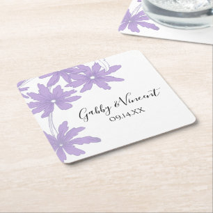 Dessous-de-verre Carré En Papier Mariage de Carré  de marguerites violettes Dessous