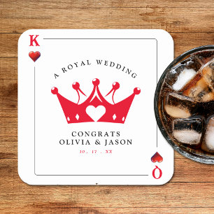 Dessous-de-verre Carré En Papier Mariage de carte de poker King & Queen of Hearts C