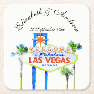 Dessous-de-verre Carré En Papier Mariage de Las Vegas