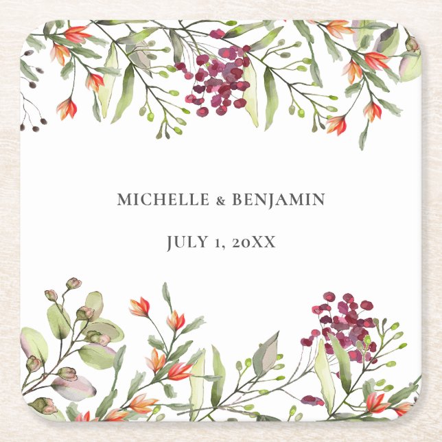 Dessous-de-verre Carré En Papier Mariage de prairie fleur sauvage (Devant)