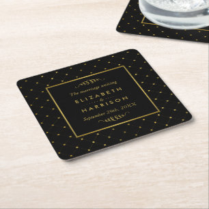 Dessous-de-verre Carré En Papier Mariage d'effet Black & Gold moderne
