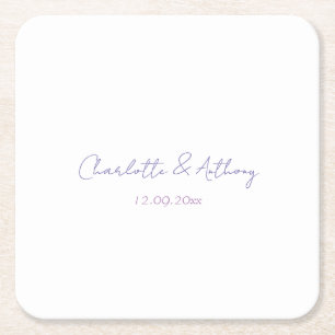 Dessous-de-verre Carré En Papier Mariage Élégante calligraphie Noms et date créatif