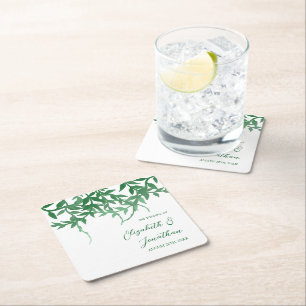 Dessous-de-verre Carré En Papier Mariage Feuille rustique