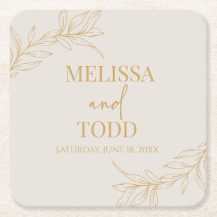 Dessous-de-verre Carré En Papier Mariage feutre minimaliste minimaliste de branche