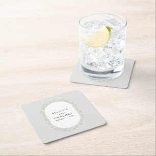 Dessous-de-verre Carré En Papier Mariage Floral de Gypsophile Monogramme Baby's Bre