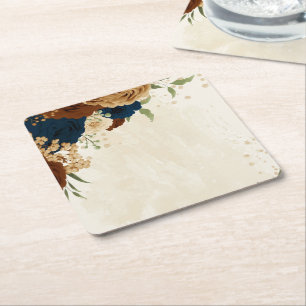Dessous-de-verre Carré En Papier mariage floral de terre cuite