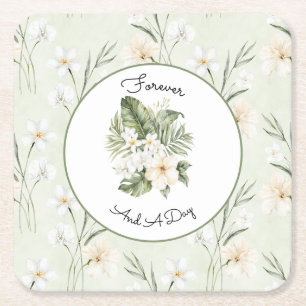 Dessous-de-verre Carré En Papier Mariage Floral Orchidée Hibiscus Crème Blanche Men