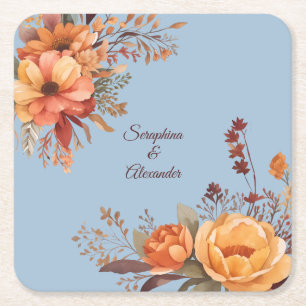 Dessous-de-verre Carré En Papier Mariage floral rustique de l'automne