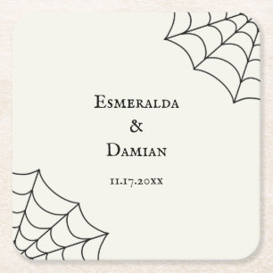 Dessous-de-verre Carré En Papier Mariage gothique noir et blanc