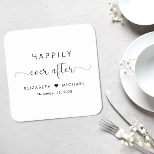 Dessous-de-verre Carré En Papier Mariage heureux à jamais
