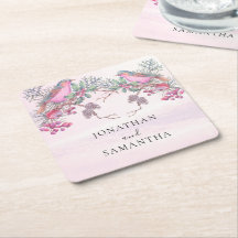 Mariage hivernal à l'aquarelle Cônes de pin Oiseau