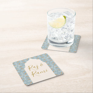 Dessous-de-verre Carré En Papier Mariage indien Blue Floral Arch