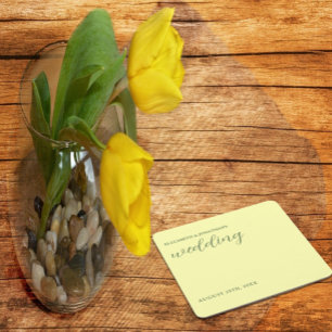 Dessous-de-verre Carré En Papier Mariage minimaliste Beurre Jaune et Sage