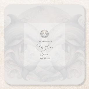 Dessous-de-verre Carré En Papier Mariage moderne Whimsy Dolphin
