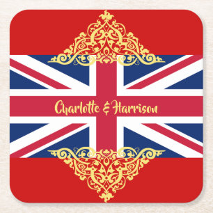 Dessous-de-verre Carré En Papier Mariage patriotique britannique du drapeau Union J