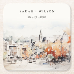 Dessous-de-verre Carré En Papier Mariage Paysager Chic Greenville Caroline du Sud