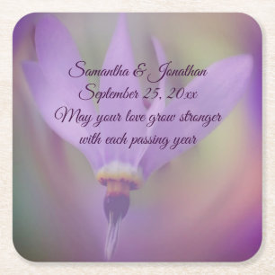 Dessous-de-verre Carré En Papier Mariage personnalisé Pale Purple Lily