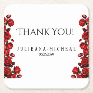 Dessous-de-verre Carré En Papier Mariage rouge