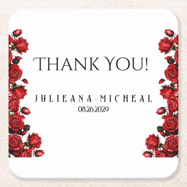 Dessous-de-verre Carré En Papier Mariage rouge (Devant)