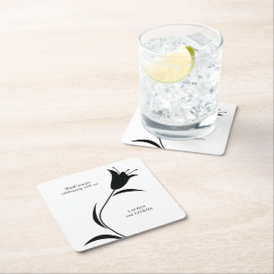 DESSOUS-DE-VERRE CARRÉ EN PAPIER MARIAGE TULIP NOIR MOD