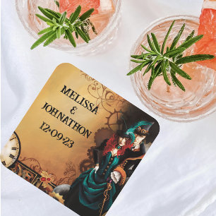 Dessous-de-verre Carré En Papier Mariage victorien Steampunk