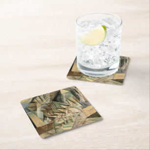 Dessous-de-verre Carré En Papier Mariage Vintage, Couleurs Terre, Art Cubiste