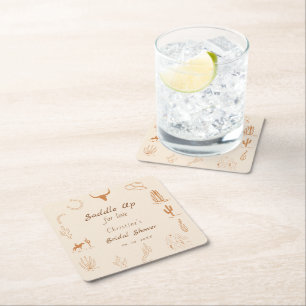 Dessous-de-verre Carré En Papier Mariage western bohème Cow-boy enterrement de vie 