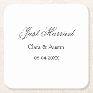 Dessous-de-verre Carré En Papier Mariés add nom couple date année sim mariage