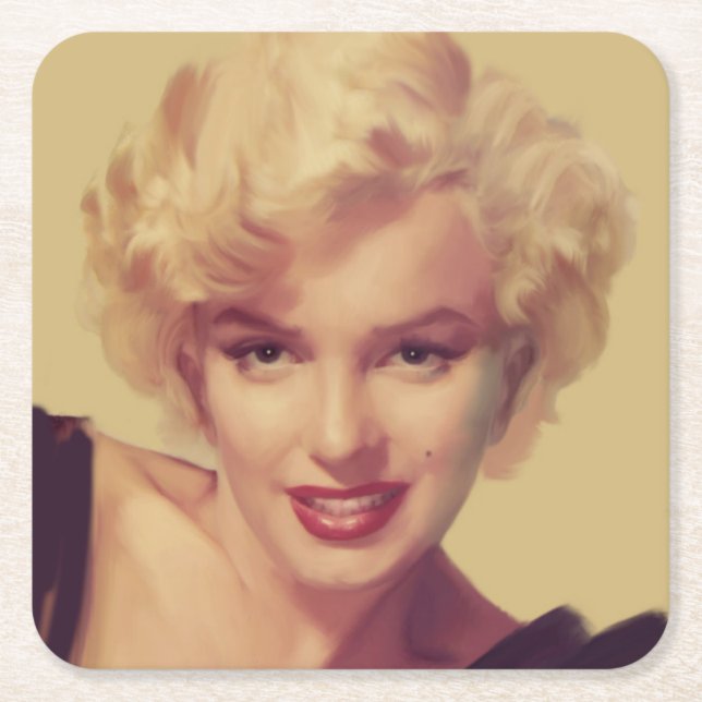 Dessous-de-verre Carré En Papier Marilyn dans le noir (Devant)
