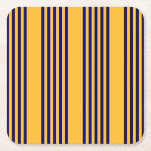 Dessous-de-verre Carré En Papier Marine bleu et jaune soleil cinq bandes motif