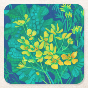 Dessous-de-verre Carré En Papier Marsh Marigold Fleurs sauvages d'été peinture flor