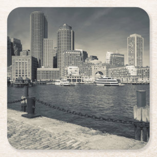 Dessous-de-verre Carré En Papier Massachusetts, Boston, bâtiments de Rowe's Wharf