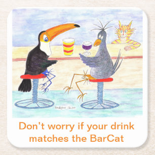 Dessous-de-verre Carré En Papier Mat de bière de Toucan et Crow