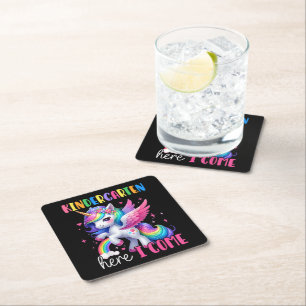 Dessous-de-verre Carré En Papier Maternelle j'arrive licorne rentrée scolaire