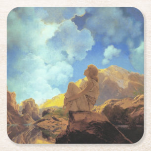 Dessous-de-verre Carré En Papier Maxfield Parrish Matin 1922 Nuage Bleu Beaux-Arts