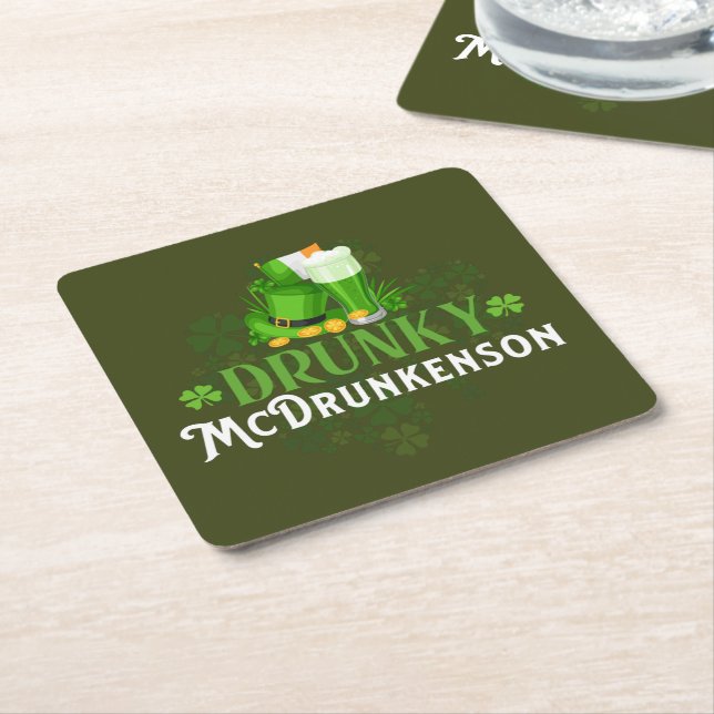 Dessous-de-verre Carré En Papier McDrunkerson la Saint-Patrick ivre (Incliné)
