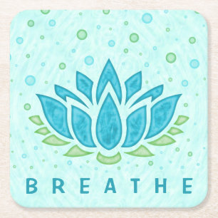 Dessous-de-verre Carré En Papier Méditation Yoga Lotus Flower Zen Modèle de text