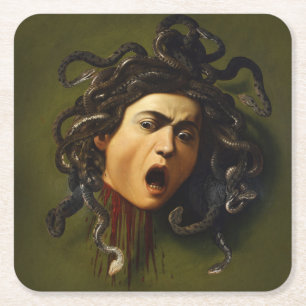 Dessous-de-verre Carré En Papier Medusa tête Caravaggio peinture art mythologie can