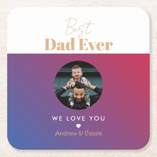 Dessous-de-verre Carré En Papier Meilleur papa (Devant)