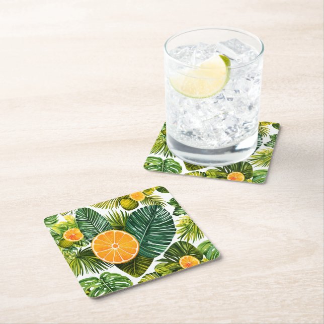 Dessous-de-verre Carré En Papier Mélodie d'oranges (En situation)