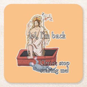 Dessous-de-verre Carré En Papier Mème d'art classique : Arrête de me faire peur