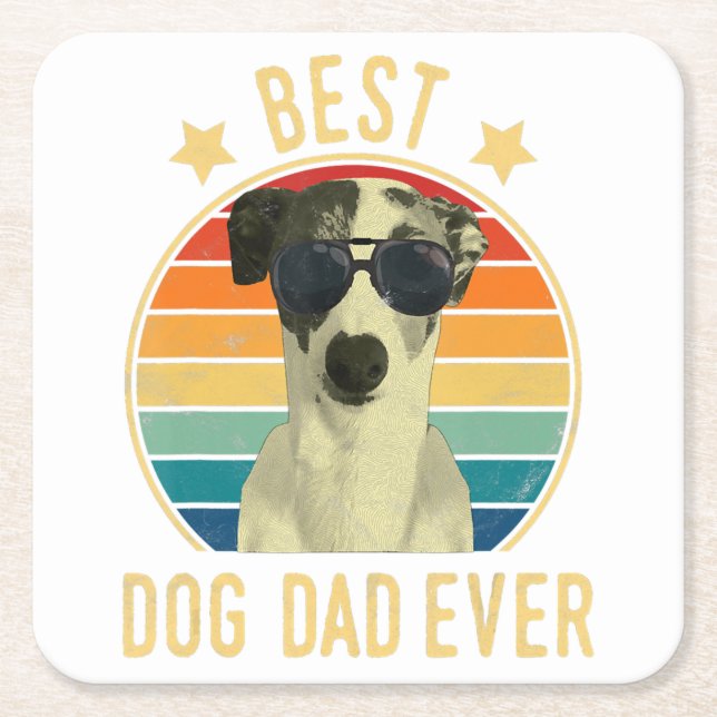 Dessous-de-verre Carré En Papier Mens Best Dog Dad Ever Italian Greyhound Fars Day (Devant)