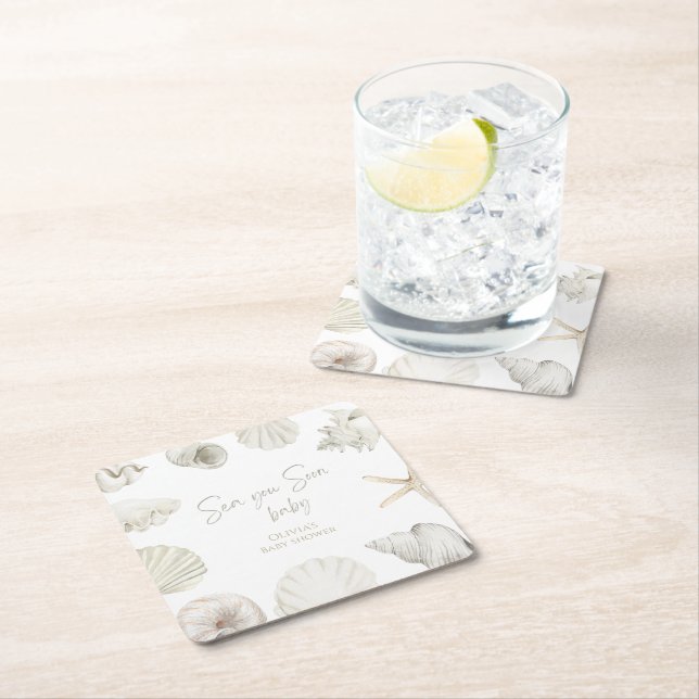 Dessous-de-verre Carré En Papier Mer bientôt baby shower (En situation)