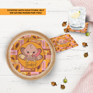 Dessous-de-verre Carré En Papier Merci mignon Turquie Thanksgiving Dessous de verre