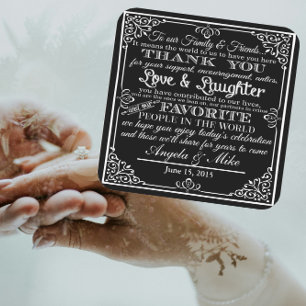 Dessous-de-verre Carré En Papier Merci personnalisé de dessous de verre de mariage