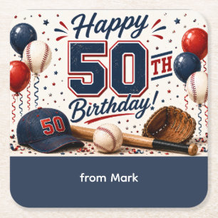 Dessous-de-verre Carré En Papier Merci pour les 50 ans de Baseball