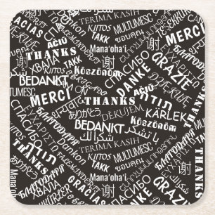Dessous-de-verre Carré En Papier Merci Texte Dessous de verre multilingue Couleurs